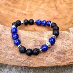 Lapis lazuli et pierre de lave - bracelet médium